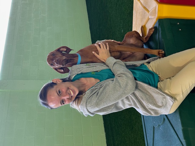 Team member with dog