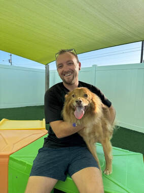 Team member with dog