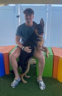 Team member with dog