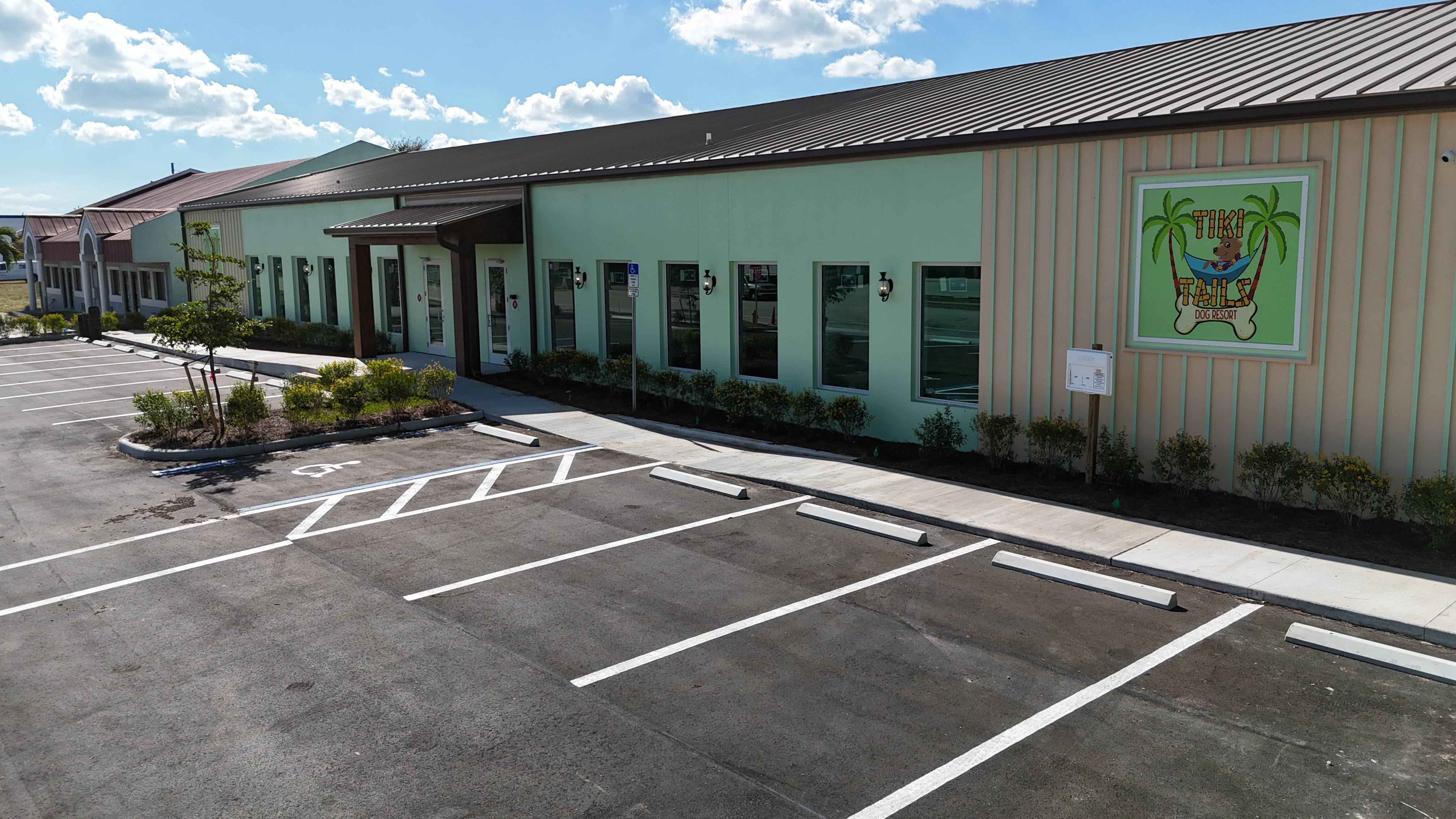 Tiki Tails Dog Resort front right exterior view